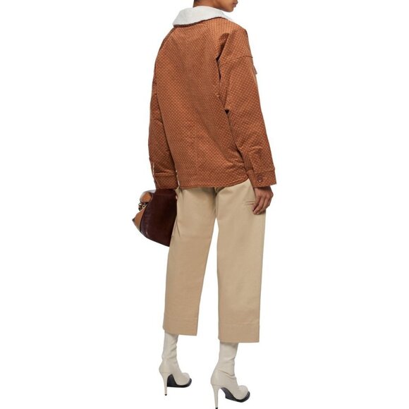 NWT Joie brown faux sherpa collar printed jacket - Picture 2 of 10